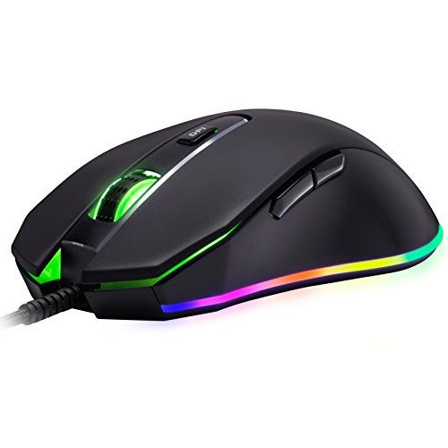  ROSEWILL Gaming Mouse with RGB LED Lighting, Gaming Mice for Computer / PC / Laptop / Mac Book with 10000 DPI Optical Gaming Sensor and Ergonomic Design with 6 Buttons (NEON M59)