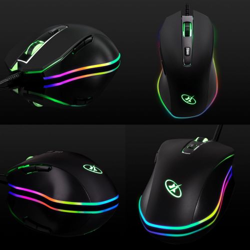  ROSEWILL Gaming Mouse with RGB LED Lighting, Gaming Mice for Computer / PC / Laptop / Mac Book with 10000 DPI Optical Gaming Sensor and Ergonomic Design with 6 Buttons (NEON M59)