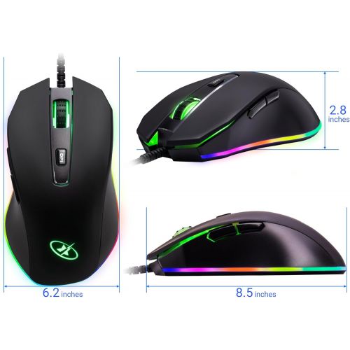  ROSEWILL Gaming Mouse with RGB LED Lighting, Gaming Mice for Computer / PC / Laptop / Mac Book with 10000 DPI Optical Gaming Sensor and Ergonomic Design with 6 Buttons (NEON M59)