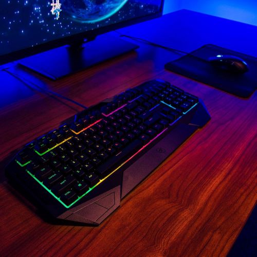  ROSEWILL Gaming RGB Keyboard and Mouse Combo, Rainbow RGB Backlit LED Gaming Keyboard, Membrane Style w/ Mechanical Feel Keyboard w/ Multi-Media Keys and Adjustable 4000 DPI LED Ga