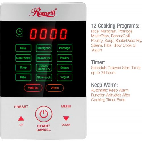  [아마존베스트]Rosewill RHPC-15001, Pressure Cooker, Non-Stick Pot/White