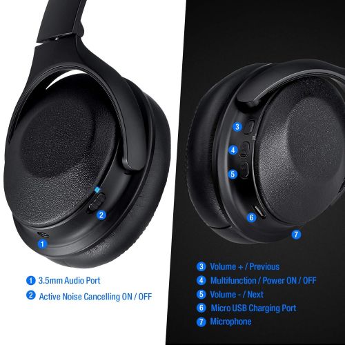  Rosewill Active Noise Cancelling Wireless Bluetooth Headphones, ANC Over Ear Wireless Headset Ideal for Travel, Rechargeable Long Lasting Battery LifeContinuous Play and Sound Qua