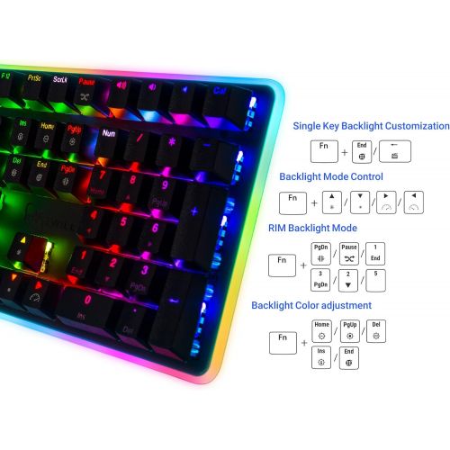  Rosewill Mechanical Gaming Keyboard, RGB LED Glow Backlit Computer Mechanical Switch Keyboard for PC, Laptop, Mac, Software Customizable - Professional Gaming Blue Mechanical Switc