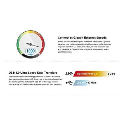  Rosewill USB to Ethernet Adapter (USB 3.0 to EthernetUSB 3 to EthernetUSB to Gigabit EthernetUSB to RJ45) Supporting 10100  1000 Mbps Ethernet Network in Black