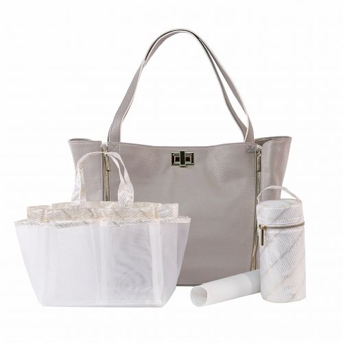  Rosie Pope Diaper Bag, Sloane Tote, Grey/White