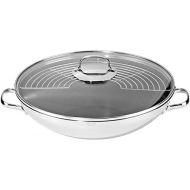 Rosle Stainless Steel Wok Pan with Non-Stick Coating and Glass Lid, 14.2-inch