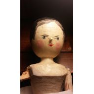RospersEmporium Antique Wooden Peg Doll Grodner Tal Jointed Hand Carved Wood Primitive Folk Art Doll Circa 1890s 11 inch needs repair.