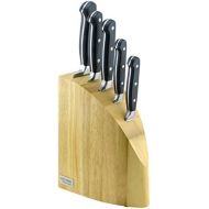 Ross Henery Professional 5-teiliges Full Tang Edelstahl-Kuechenmesser-Set in Einem glatten und stilvollen, 100% massiven, platzsparenden Holzblock