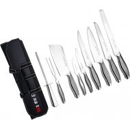 [아마존 핫딜] [아마존핫딜]Ross Henery Professional 9 Piece Chef Knife Set, Japanese Style Kitchen Knives Includes Sharpening Steel in Canvas Carry Case