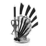 Ross Henery Professional Stainless Steel 8 Piece Kitchen Knife Set with Rubberised Grip Handles in Rotatable Acrylic Stand