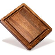 ROSSIE HOME Wood Cutting Board, Heavy-Duty, Pre-Oiled, Reversible Charcuterie Board with Juice Groove and Carrying Handles for Kitchen - Black Walnut - 11x9 Inch - Style No. 60524