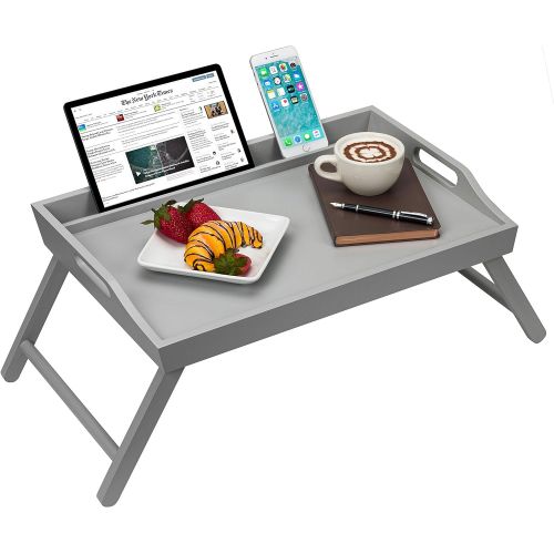  [아마존베스트]LapGear Rossie Home Media Bed Tray with Phone Holder - Fits up to 17.3 Inch Laptops and Most Tablets - Calming Gray - Style No. 78105