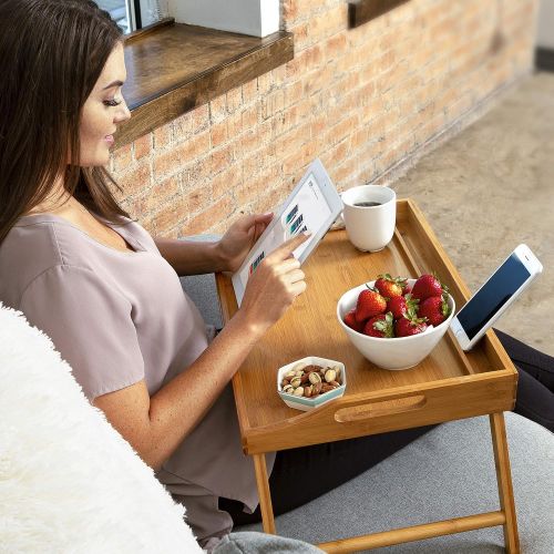  [아마존베스트]LapGear Rossie Home Media Bed Tray with Phone Holder - Fits up to 17.3 Inch Laptops and Most Tablets - Calming Gray - Style No. 78105