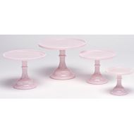Rosso Glass Plain & Simple Bakery Cake Plate Stand Set of Four - Mosser Glass (Crown Tuscan)