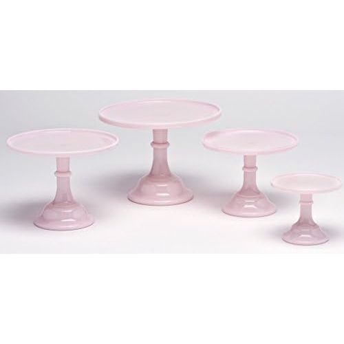  Rosso Glass Plain & Simple Bakery Cake Plate Stand Set of Four - Mosser Glass (Crown Tuscan)