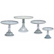 Rosso Glass Plain & Simple Bakery Cake Plate Stand Set of Four - Mosser Glass (Gray Marble Granite)