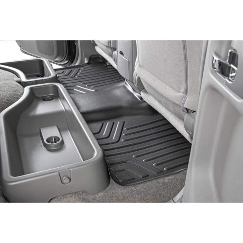  Rough Country Floor Liners Compatible w 2008-2019 Nissan Frontier Crew Cab 1st 2nd Row Weather Floor Mats M-80513