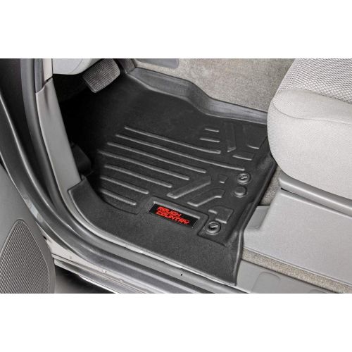  Rough Country Floor Liners Compatible w 2008-2019 Nissan Frontier Crew Cab 1st 2nd Row Weather Floor Mats M-80513