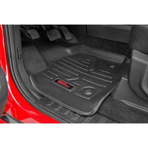  Rough Country Floor Liners Compatible w 2008-2019 Nissan Frontier Crew Cab 1st 2nd Row Weather Floor Mats M-80513