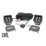 Rough Country 2 Square CREE Cube LED Lights Black Series Amber DRL w/Daytime Running Light Feature (Pair) 70903BLKDRLA