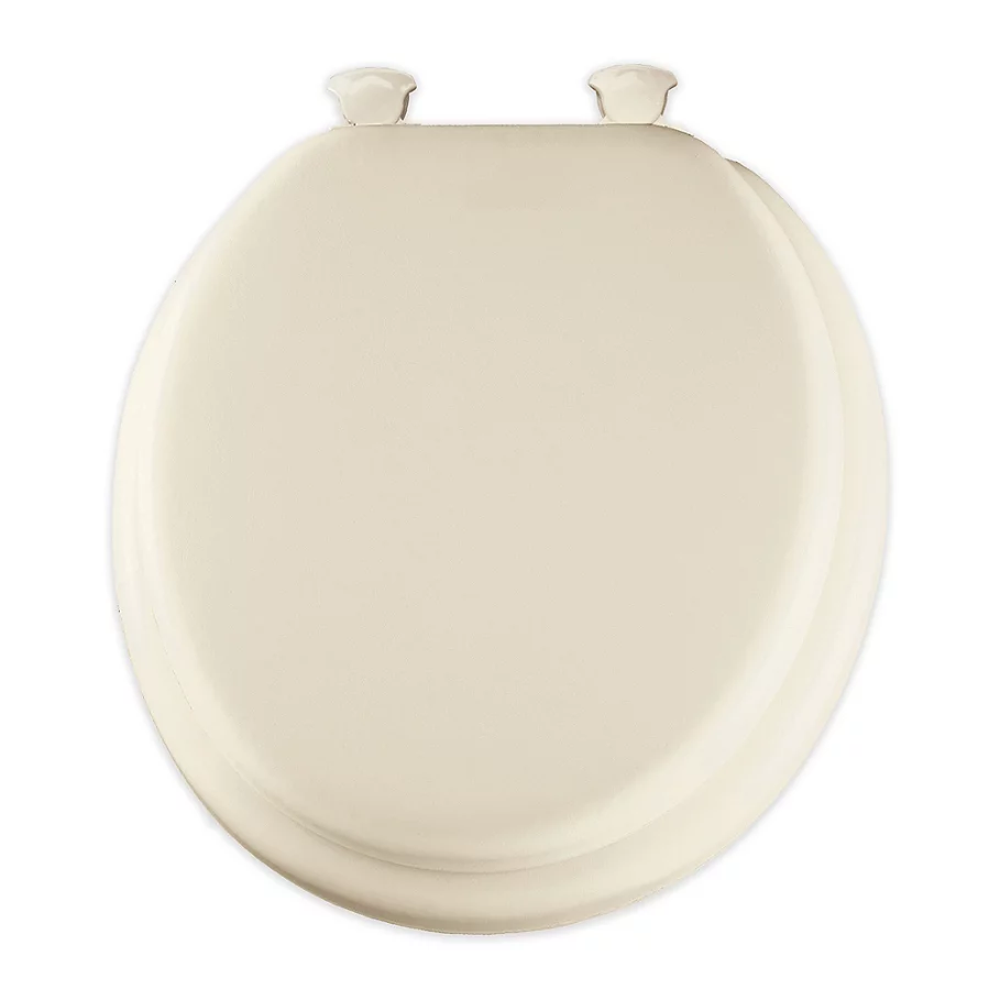 Round Padded Toilet Seat with Easy Clean Hinge in Biscuit