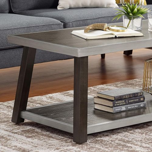  Roundhill Furniture OC0040 Larissa Wood Square Coffee Table with Casters, Brown