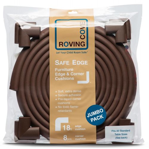  [아마존베스트]Roving Cove | Baby Proofing Edge & Corner Guards | Safe Edge & Corner Cushion | Child Safety Furniture Bumper | Table Protectors | Pre-Taped Corners | 20.4 ft [18 ft Edge + 8 Corne