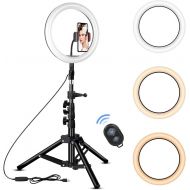 [아마존 핫딜]  [아마존핫딜]Rovtop - Anillo de luz con tripode y tripode para camara LED con tripode para iPhone y soporte para telefono para video, fotografia, maquillaje y transmisiOEn en directo, compatible