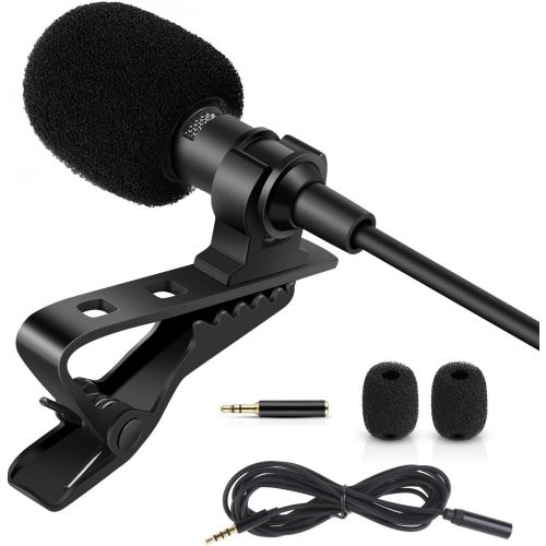  [아마존베스트]Rovtop Professional Lavalier Lapel Microphone - Omnidirectional Condenser Microphone for iPhone, Android phone, DSLR Camera and Computer, Lapel Mic for Youtubers, Live Streaming, V