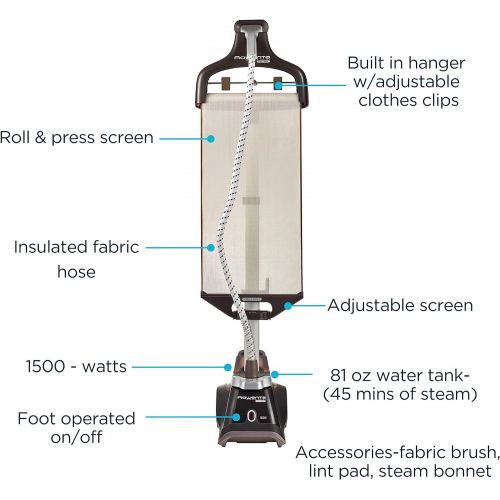  [아마존베스트]Rowenta IS6300 Professional Grade Steamer, Clothes Steamer and Garment Steamer, Built-In Hanger, Brown