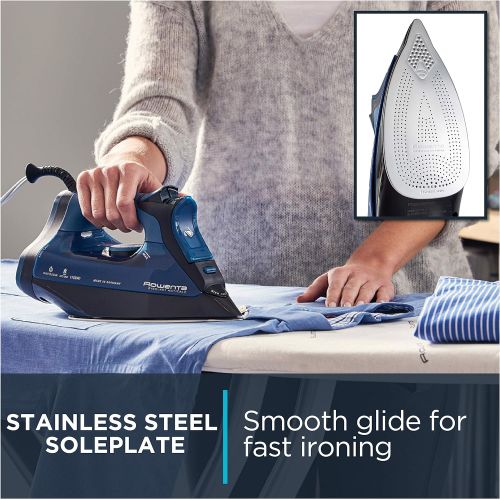  [아마존베스트]Rowenta DW7180 Everlast 1750-Watt Anti-Calc Steam Iron Stainless Steel Soleplate with Auto-Off, 400-Hole, Blue