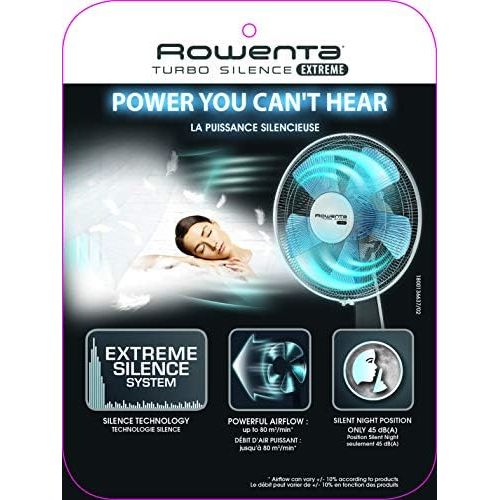  Rowenta VU5640 Standventilator Turbo Silence Extreme, leise, 70W, Ventilator, 4 Geschwindigkeitsstufen, mit Nachtmodus