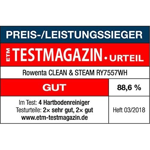  Rowenta RY7557WH 2-in-1 Steam & Clean Staubsauger und Dampfreiniger (1700 Watt, bis zu 25 g/Min. Dampfleistung, 0,7 l Wassertankkapazitat) Weiss