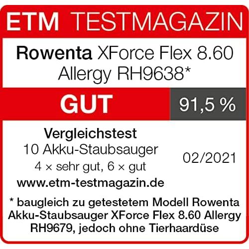  [아마존베스트]Rowenta Powered by Picture X-Force Flex 8.60 Cordless Vacuum Cleaner, Rod and Handheld Vacuum Cleaner in One, LED Nozzle, Flex Joint, Easy-Wash Filter