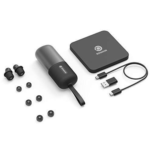  Rowkin Ascent Charge+ True Wireless Earbuds Headphones: 50+ Hours Bluetooth 5 Smallest Earphones & Qi Charging Case. Deep Bass Sound Headset, Mic & Noise Reduction for Android Sams