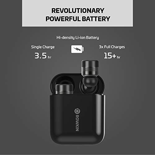  Rowkin Micro Touch Control True Wireless Earbuds Headphones: 15+ Hours Bluetooth 5 Smallest Mini Earphones & Charging Case. Deep Bass Sound Headset, Mic & Noise Reduction for Andro