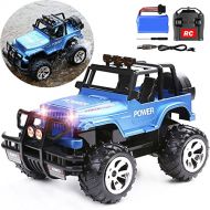 Roxie High Speed Remote Control Truck Off Road RC Monster Vehicle with LED Headlights, 1:16 Scale Fast Speedy Crawler Truck Toy Gift for Boys Girls Kids