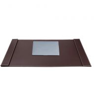 Roxie Office Home Desk Pad Protector 34 x 20, Chocolate Brown Leather Desk Mat Blotters Laptop Keyboard Mouse Pad Organizer with Smooth Writing Surface & Side-Rails, Large Rectangular