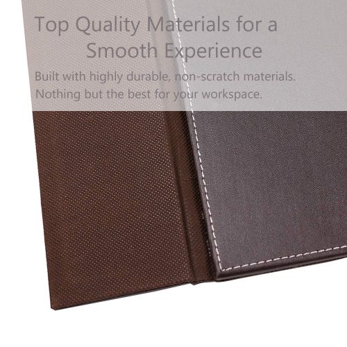  Roxie Office Home Desk Pad Protector 34 x 20, Chocolate Brown Leather Desk Mat Blotters Laptop Keyboard Mouse Pad Organizer with Smooth Writing Surface & Side-Rails, Large Rectangular