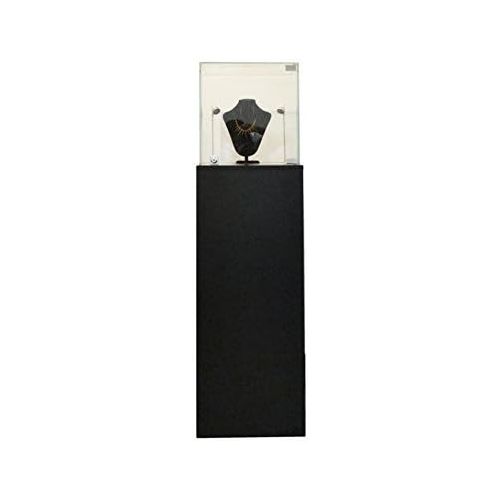 록시 RoxyDisplay (SC-PED-BK-L) Pedestal Exhibition Stand Display Case, For Retail, Jewelry Display, Museum, Collectible, Tempered Glass, Black Finished With LED Light. Comes with lock. Size: Large