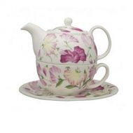 Roy Kirkham Tea for One Teapot with Tea Cup and Saucer - Sweet Pea