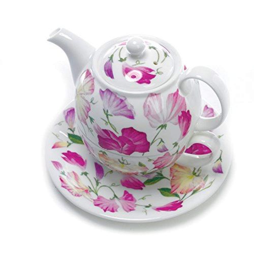  Roy Kirkham Tea for One Teapot with Tea Cup and Saucer - Sweet Pea