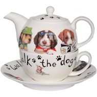 Roy Kirkham Animal Fashion Dog Tea for One Teapot, Cup & Saucer in Fine Bone China by Roy Kirkham