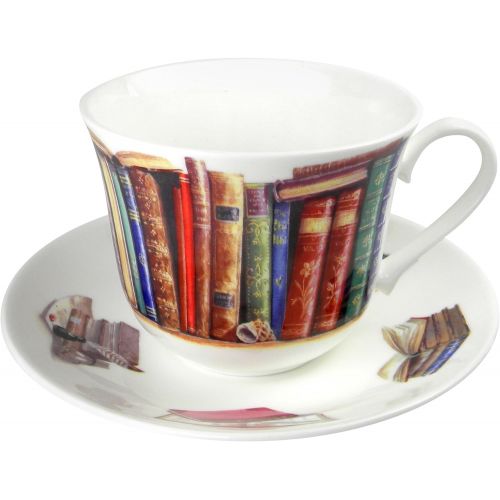  [아마존베스트]Roy Kirkham Creative Writing Book Lovers Breakfast Tea cup and Saucer Set Fine Bone China England