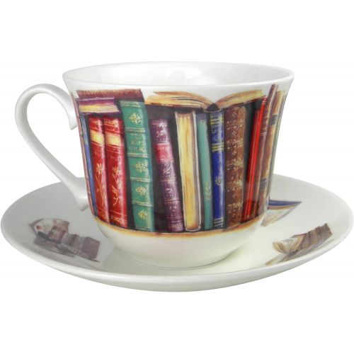  [아마존베스트]Roy Kirkham Creative Writing Book Lovers Breakfast Tea cup and Saucer Set Fine Bone China England