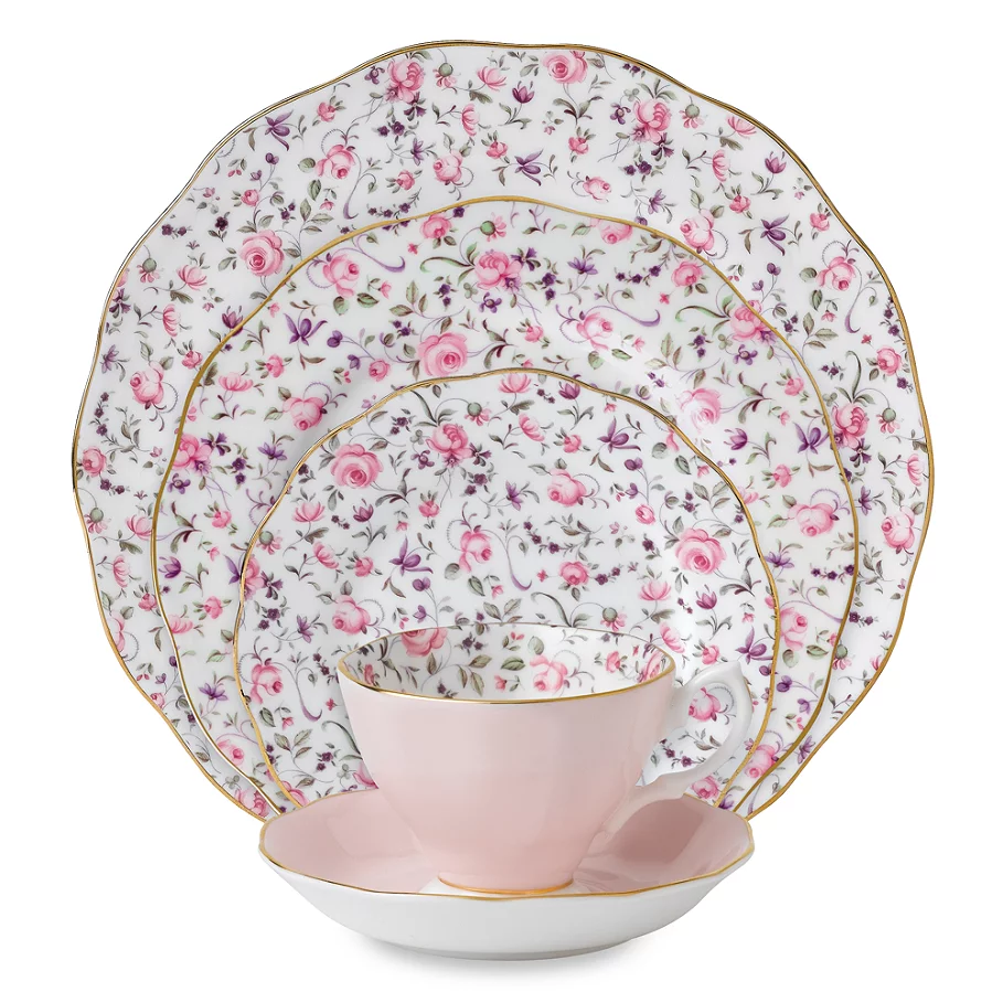 Royal Albert Rose Confetti Vintage 5-Piece Place Setting