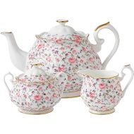 Royal Albert Rose Confetti 3-Piece Set (Teapot, Sugar & Creamer)