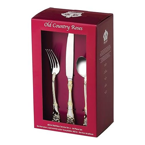  Royal Albert Old Country Roses 20-Piece Flatware Set, Golden