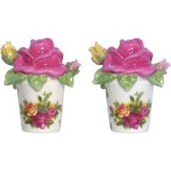 Royal Albert Old Country Roses Sculpted Rose Salt and Pepper Shakers