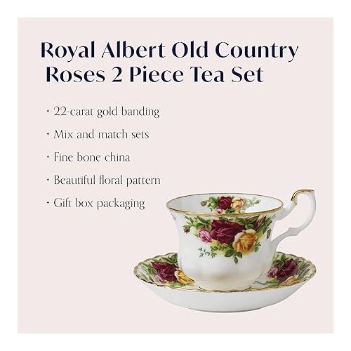  Royal Albert Old Country Roses Teacup & Saucer Set, 6.5 oz, Multi